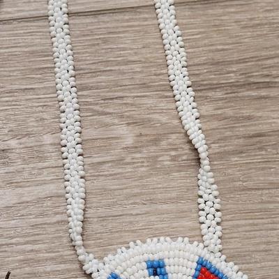 #86: Seed Bead Medallion Native American Necklace and Large Bead Necklace