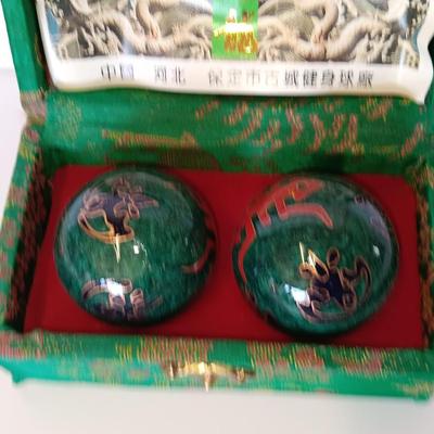 Chinese Cloisonne Handmade Ball - Baoding Balls Chinese Health Massage Exercise Stress Balls in decorative box