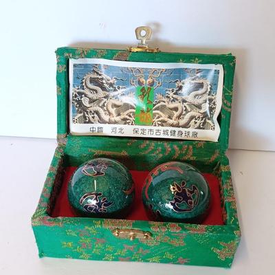 Chinese Cloisonne Handmade Ball - Baoding Balls Chinese Health Massage Exercise Stress Balls in decorative box