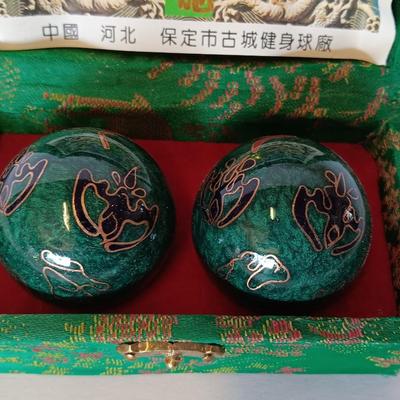 Chinese Cloisonne Handmade Ball - Baoding Balls Chinese Health Massage Exercise Stress Balls in decorative box