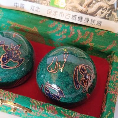 Chinese Cloisonne Handmade Ball - Baoding Balls Chinese Health Massage Exercise Stress Balls in decorative box