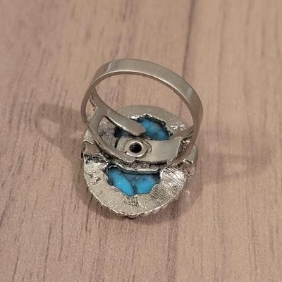 #97: Native American Necklace, Sizable Turquoise Ring and Labradorite Avon Ring