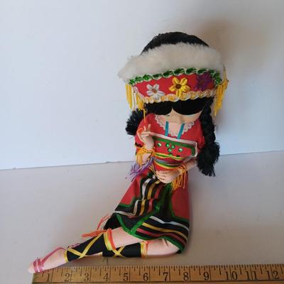 Vintage Souvenir / Folk Art Costume Doll Colorful outfit fabric / cloth collectible doll