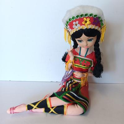 Vintage Souvenir / Folk Art Costume Doll Colorful outfit fabric / cloth collectible doll
