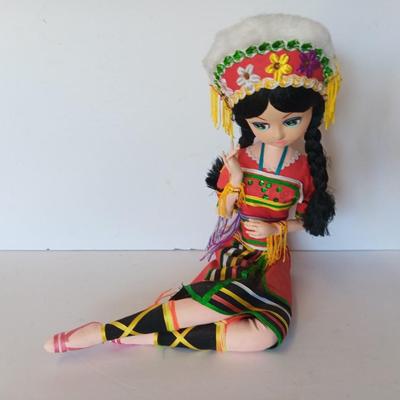 Vintage Souvenir / Folk Art Costume Doll Colorful outfit fabric / cloth collectible doll
