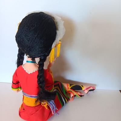Vintage Souvenir / Folk Art Costume Doll Colorful outfit fabric / cloth collectible doll