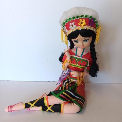 Vintage Souvenir / Folk Art Costume Doll Colorful outfit fabric / cloth collectible doll