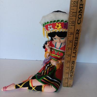 Vintage Souvenir / Folk Art Costume Doll Colorful outfit fabric / cloth collectible doll