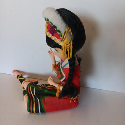 Vintage Souvenir / Folk Art Costume Doll Colorful outfit fabric / cloth collectible doll