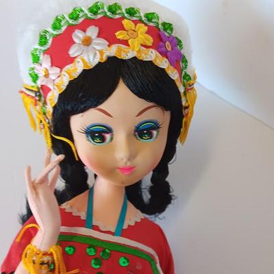 Vintage Souvenir / Folk Art Costume Doll Colorful outfit fabric / cloth collectible doll