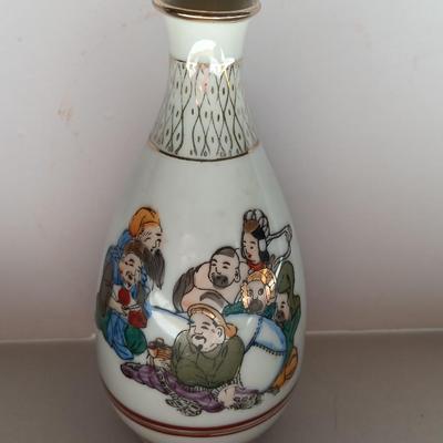 Japan Sake / Japanese Hand Painted Vase with hand painted Antique Chinese Small Porcelain Dish