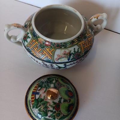 Vintage rooster and Cherry blossom Sugar dish and creamer Japan