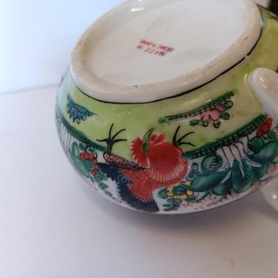 Vintage rooster and Cherry blossom Sugar dish and creamer Japan
