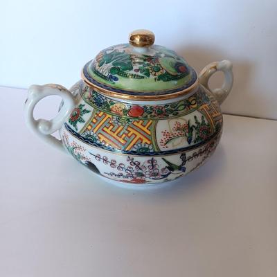 Vintage rooster and Cherry blossom Sugar dish and creamer Japan