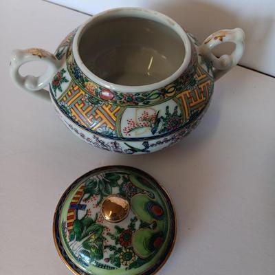 Vintage rooster and Cherry blossom Sugar dish and creamer Japan