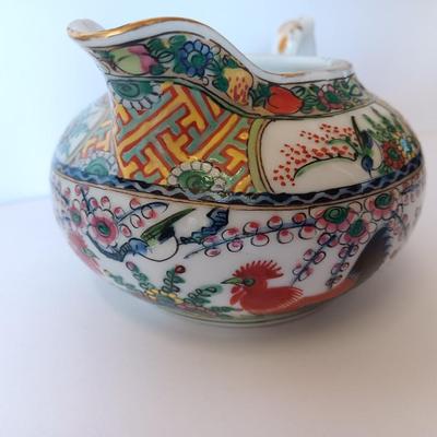 Vintage rooster and Cherry blossom Sugar dish and creamer Japan