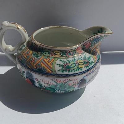 Vintage rooster and Cherry blossom Sugar dish and creamer Japan