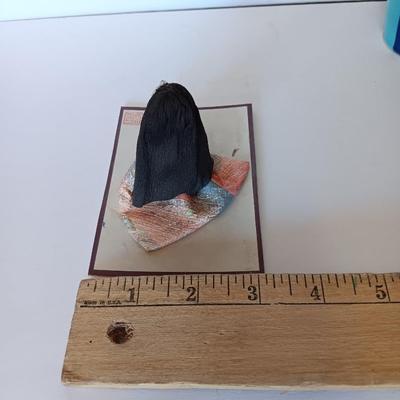 Painted Asian boy vase with Signed traditional Japanese Kimekomi craft doll