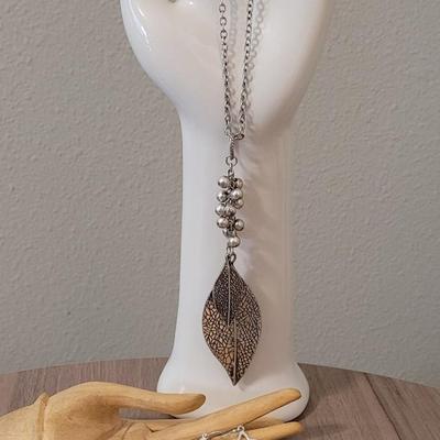 #101: Leaf Necklace and (3) Pairs of Earrings