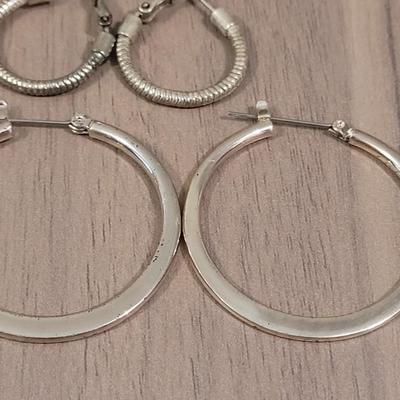 #104: Silver Tone & Sterling Hoop Earrings