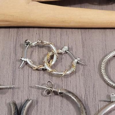 #104: Silver Tone & Sterling Hoop Earrings