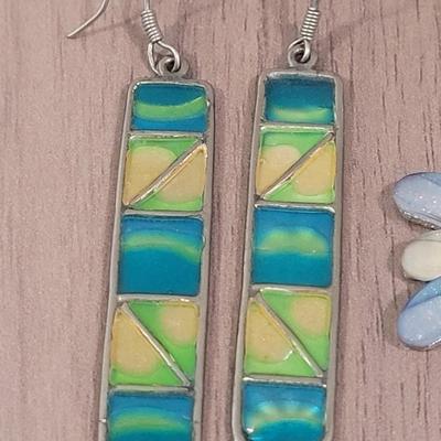 #107: Green & Blue Earrings and (2) Pendants