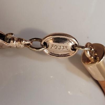 #112: Gold Tone Bangle Bracelets, Fossil Bracelet and Wrapped Leaf Ring