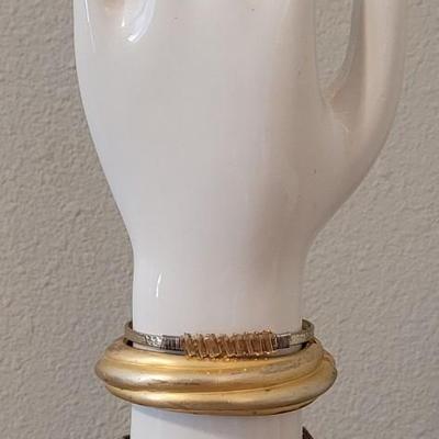 #113: Beaded, Clamp Cuff, Bangle Bracelets and Citrine Colored Stone Ring