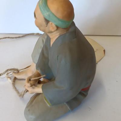 Vintage Hand painted Hakata Urasaki dolls Fukuoka Japan Figure Man twisting straw thread