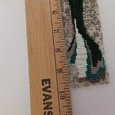 Beautiful, beaded Geisha girl artwork with BE-1 "Lantern Garden in Japan" framed art