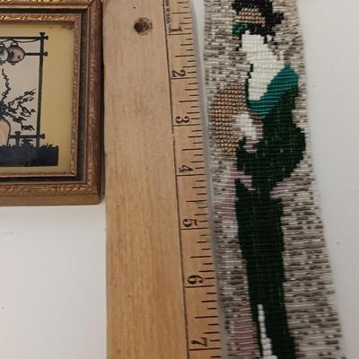 Beautiful, beaded Geisha girl artwork with BE-1 "Lantern Garden in Japan" framed art