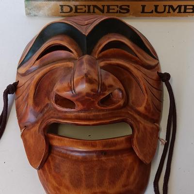 Korean Traditional Insadong Hahoe Tal Hand Carved Wood Mask Signed