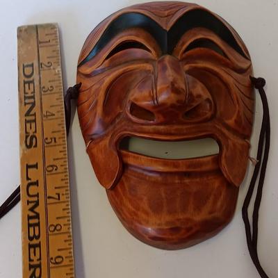 Korean Traditional Insadong Hahoe Tal Hand Carved Wood Mask Signed