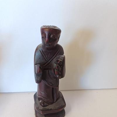 Set of Six Chinese Rosewood/Boxwood Carved Figure handcrafted solid wood Figures