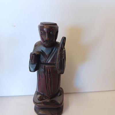 Set of Six Chinese Rosewood/Boxwood Carved Figure handcrafted solid wood Figures