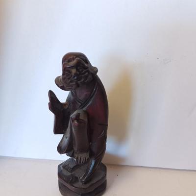 Set of Six Chinese Rosewood/Boxwood Carved Figure handcrafted solid wood Figures
