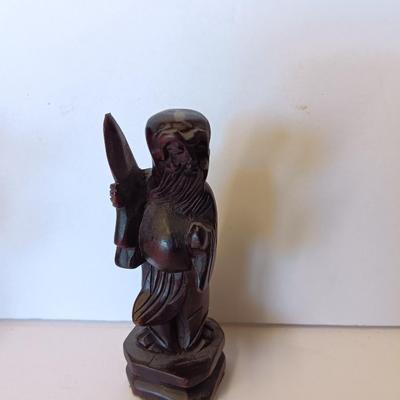 Set of Six Chinese Rosewood/Boxwood Carved Figure handcrafted solid wood Figures