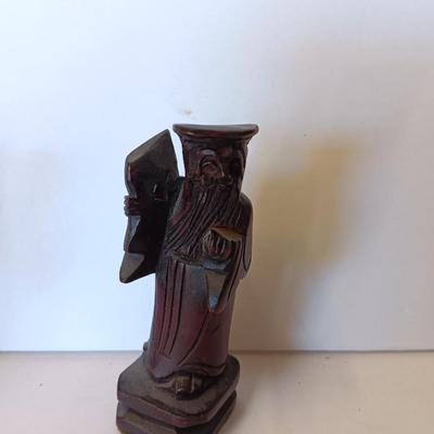 Set of Six Chinese Rosewood/Boxwood Carved Figure handcrafted solid wood Figures