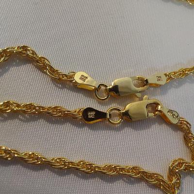 18k Gold Rope Chain Necklaces and Bracelet (B4-BBL)