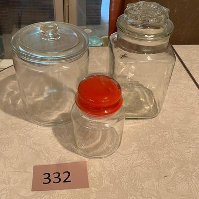 Three Vintage glass canisters