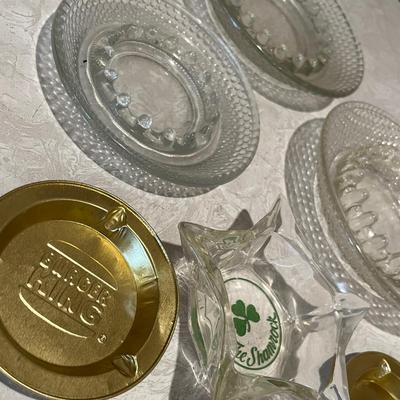 Glass & aluminum vintage ashtrays