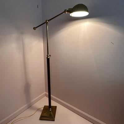 Brass Finished Floor Lamp with Swivel Arm & Shade (O-KL)