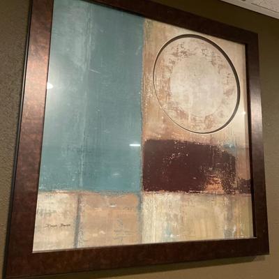 3 pieces of green and brown wall art