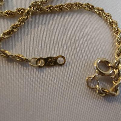 14k Gold Rope Chain Necklaces and Bracelets (B4-BBL)