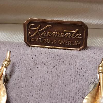 #114: Vintage Krementz 14k Overlay Earrings
