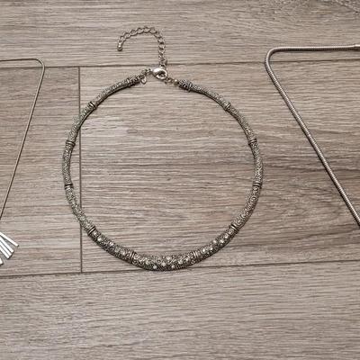 #118: Premier Designs Necklace & (2) Other Silver Tone Necklaces