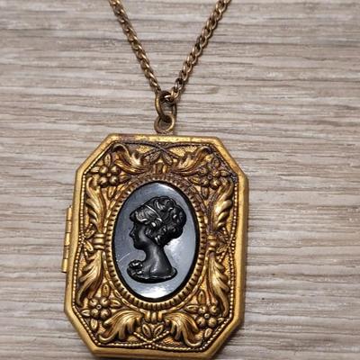 #121: Gold Tone Necklaces - Pearl and Cameo Locket