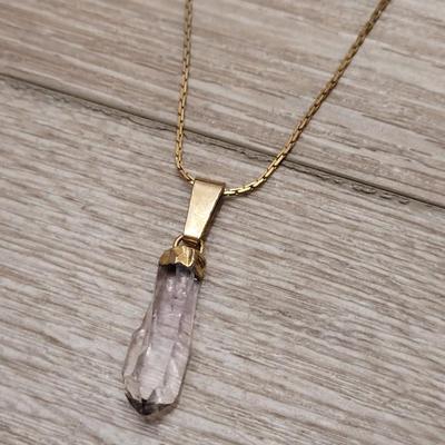 #130: Gold Tone Necklaces - Tassel, Quartz Crystal, and Gold Boxes