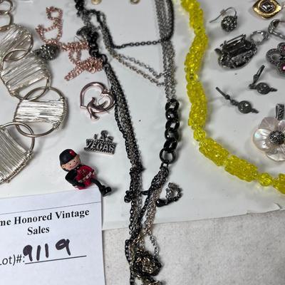 large lot vintage costume jewelry and Wooden Armoire