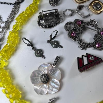 large lot vintage costume jewelry and Wooden Armoire